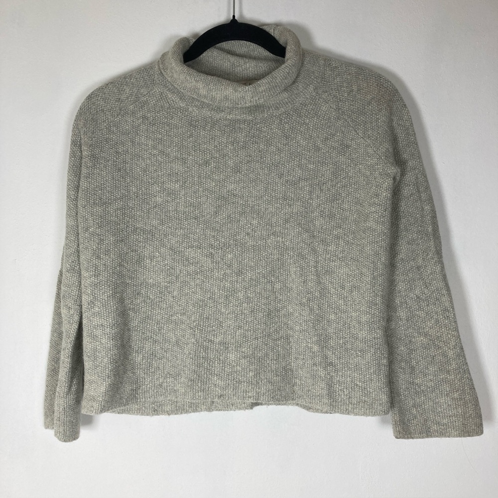 Madewell Sweater Womens XS Gray Merino Wool Blend Mock Neck Turtleneck Sweater